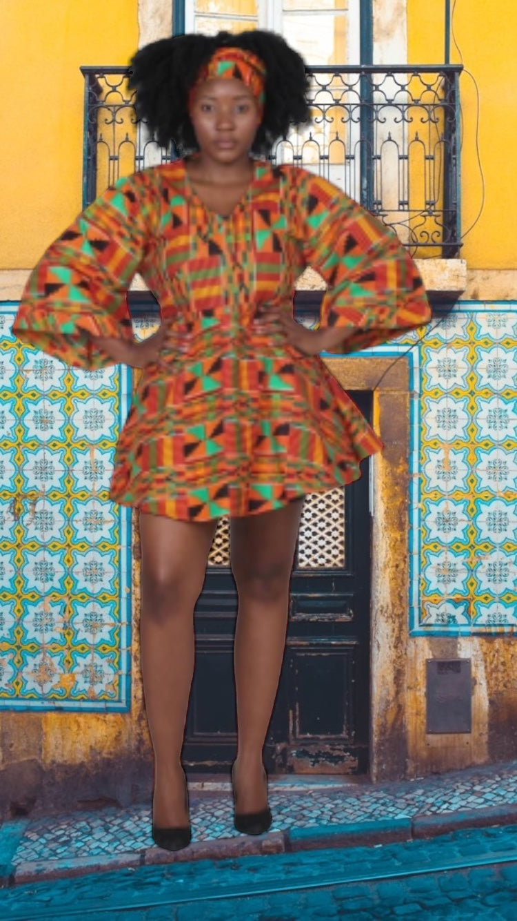 Short Kente Wrap Dress, Free Size