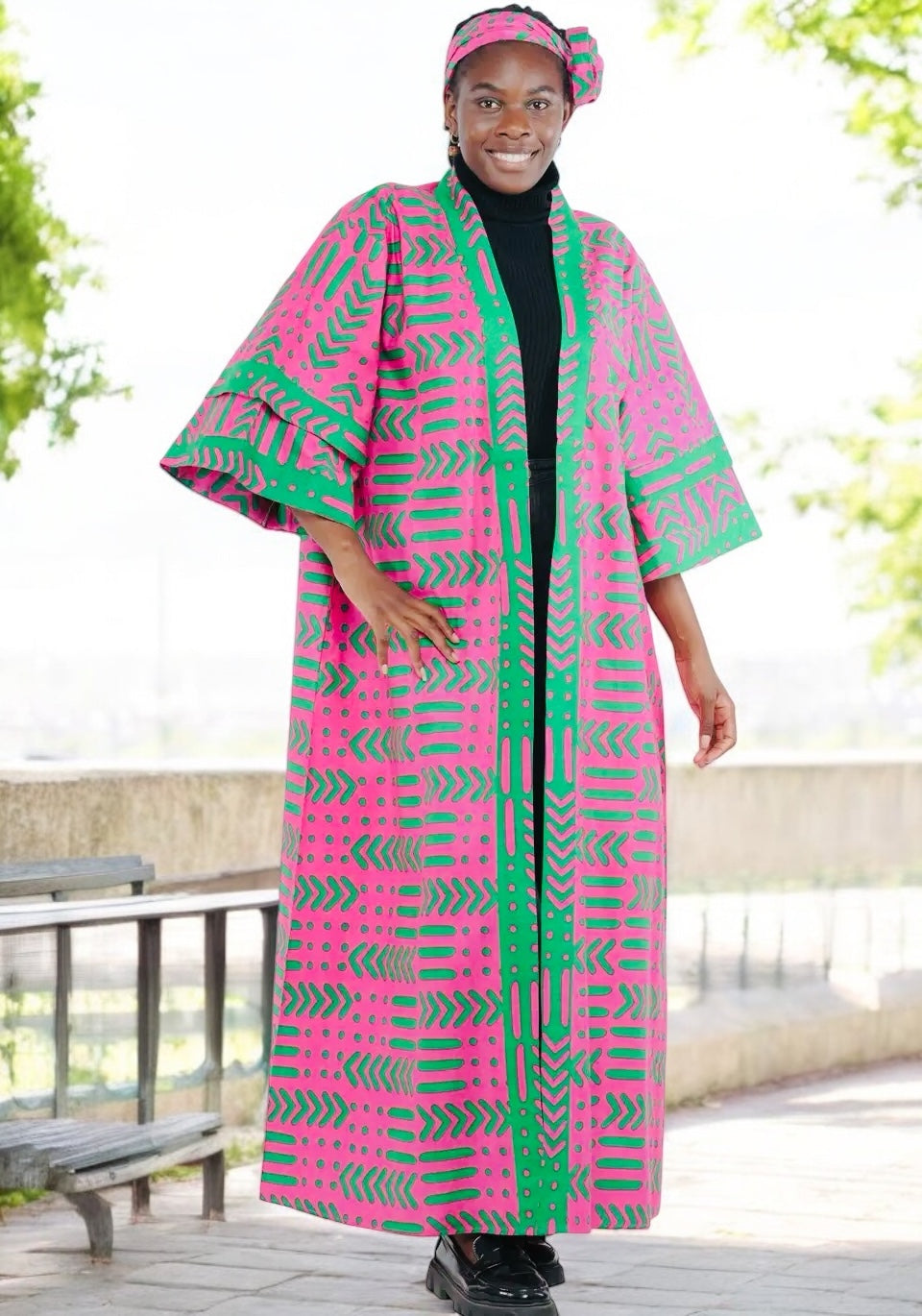 Pink and Green African Duster Jacket