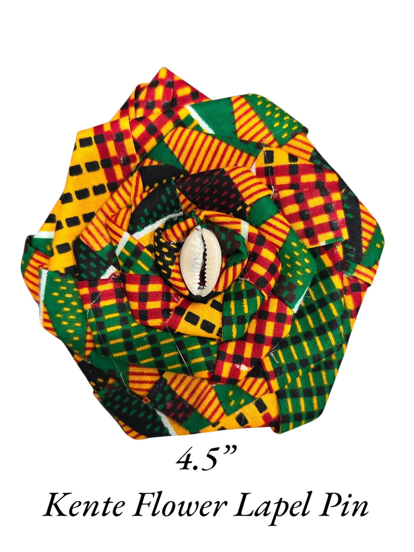 Kente Flower Pin With Cowrie Shell