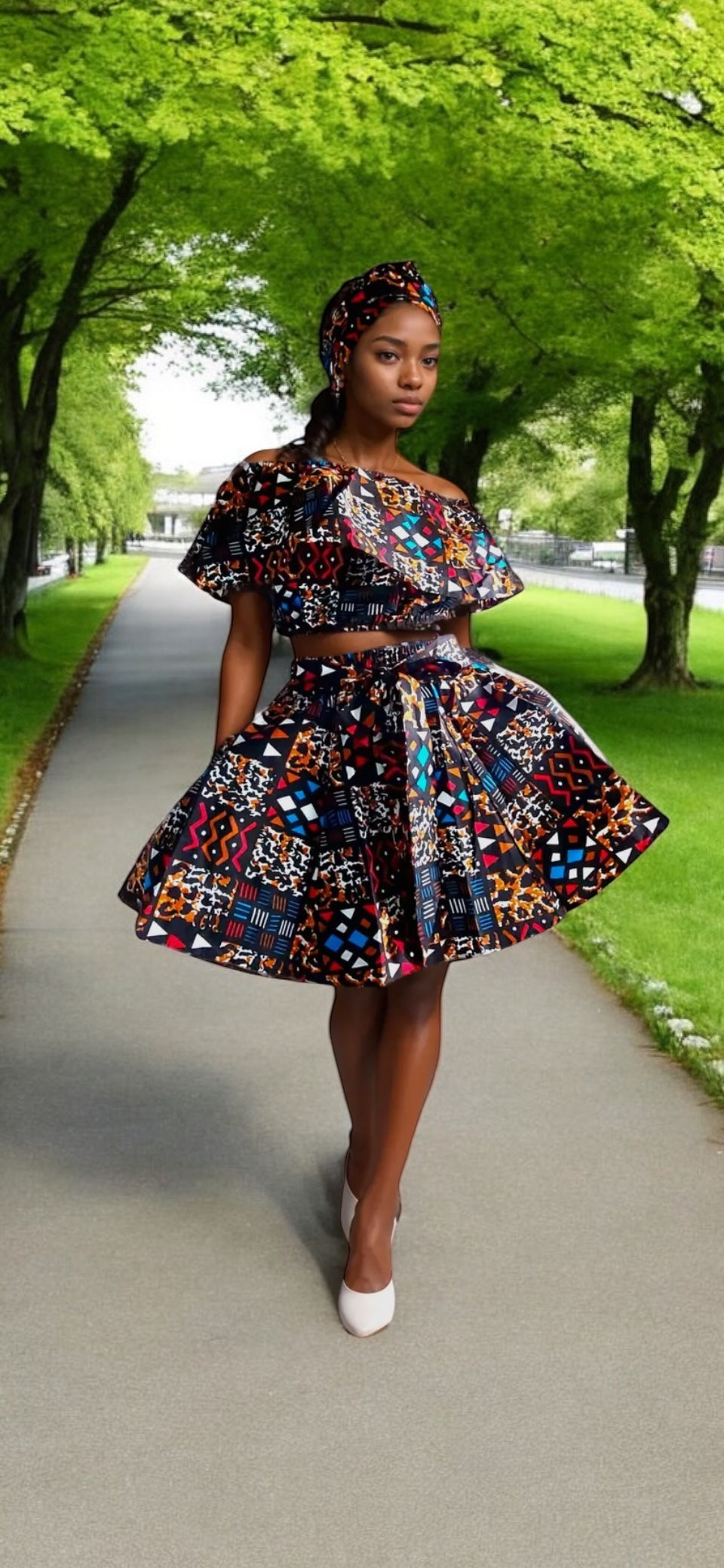 Midi Ankara Skirt Set